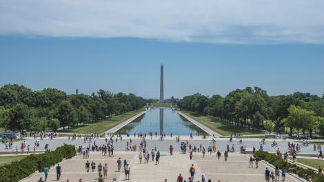 The Washington Monument from the steps of The Lincoln Memorial in Washington, D.C. The Washington Monument from the steps of The Lincoln Memorial in Washington, D.C.