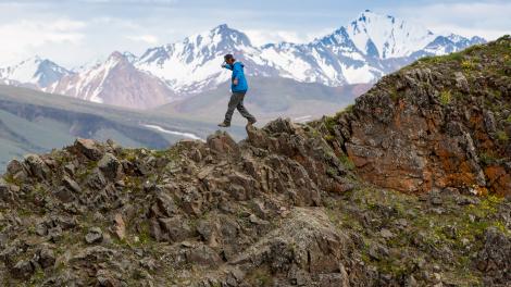 Hiking rugged peaks in Denali National Park in Alaska Hiking rugged peaks in Denali National Park in Alaska
