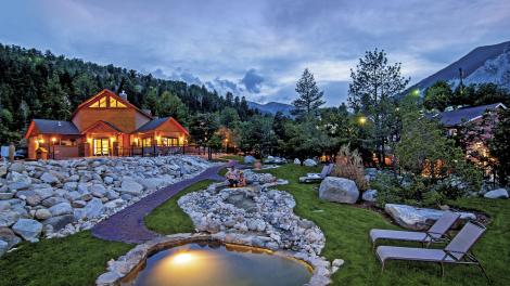 The hot pools in front of Mt. Princeton Hot Springs Resort at dusk The hot pools in front of Mt. Princeton Hot Springs Resort at dusk