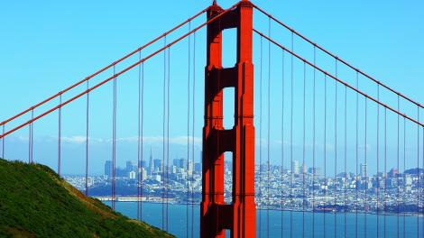 View of the Golden Gate Bridge and San Francisco city skyline from the Marin Headlands View of the Golden Gate Bridge and San Francisco city skyline from the Marin Headlands