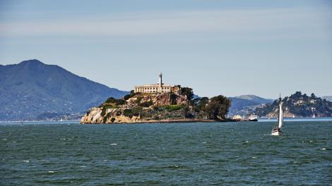 Approaching Alcatraz Island, located right in San Francisco Bay  Approaching Alcatraz Island, located right in San Francisco Bay