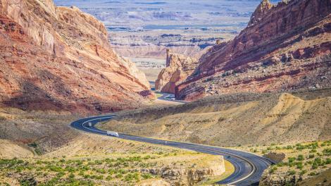 Travel along the roads winding through Moab on a visit to Arches National Park Travel along the roads winding through Moab on a visit to Arches National Park