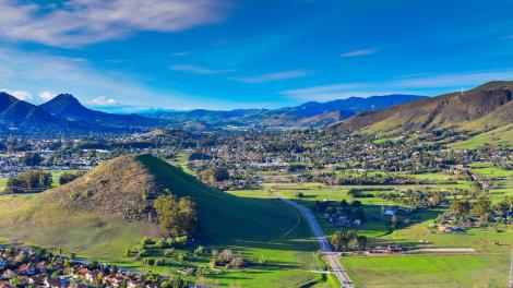 From Islay Hill, a view of wine country and hills surrounding San Luis Obispo  From Islay Hill, a view of wine country and hills surrounding San Luis Obispo