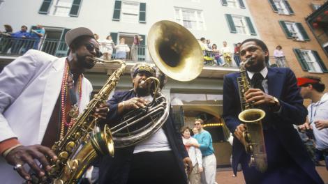 Jazz musicians play on the streets of the French Quarter Jazz musicians play on the streets of the French Quarter