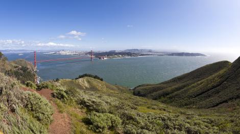 俯瞰旧金山海湾和金门大桥之景 俯瞰旧金山海湾和金门大桥之景