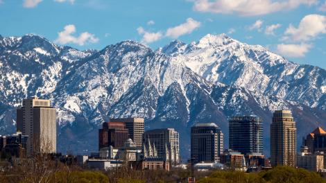 The skyline of Salt Lake City, Utah, framed by the Wasatch Mountains The skyline of Salt Lake City, Utah, framed by the Wasatch Mountains