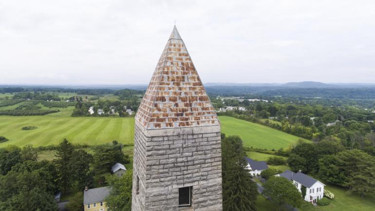 纽约州斯蒂尔沃特萨拉托加战场国家公园的鸟瞰图 纽约州斯蒂尔沃特萨拉托加战场国家公园的鸟瞰图