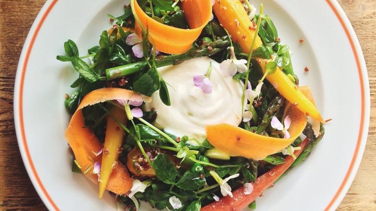 查尔斯顿 FIG 餐厅的主厨 Jason Stanhope 选用稀有蔬菜烹制精品沙拉并作为特色菜肴的配菜。 查尔斯顿 FIG 餐厅的主厨 Jason Stanhope 选用稀有蔬菜烹制精品沙拉并作为特色菜肴的配菜。