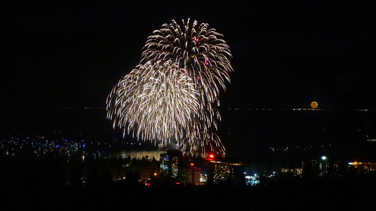 美国国庆节期间太浩的烟花表演