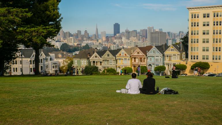 Stock up on local, sustainable picnic supplies, then settle into a classic San Francisco view such as this one of the city's iconic Painted Ladies.