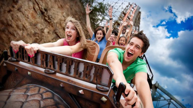 Riding the Iron Rattler roller coaster at Six Flags Fiesta Texas in San Antonio Riding the Iron Rattler roller coaster at Six Flags Fiesta Texas in San Antonio