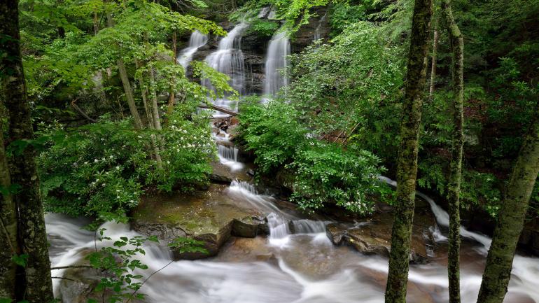 西弗吉尼亚州贝克利附近劳雷尔溪上的小瀑布