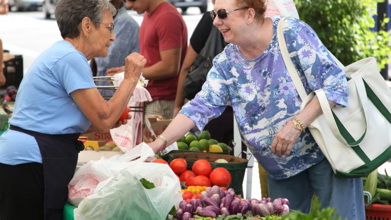 Stocking up on produce at the Atlantic City Farmers Market in New Jersey