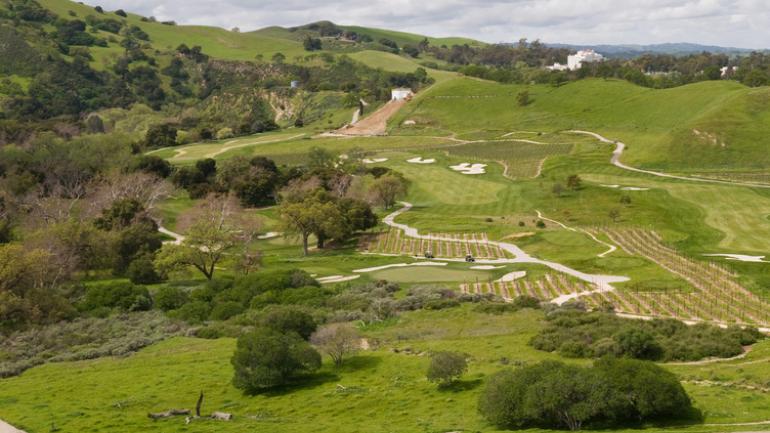 在温特葡萄园球场的葡萄藤之间尽情挥杆