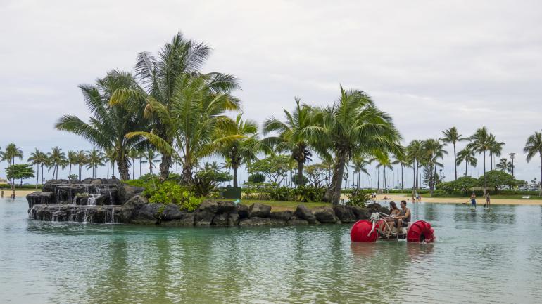 Exploring the lagoon at the Hilton Waikīkī Village Exploring the lagoon at the Hilton Waikīkī Village