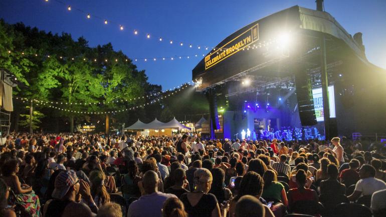 在持续一夏天的布鲁克林狂欢音乐节中,观看现场音乐表演 在持续一夏天的布鲁克林狂欢音乐节中,观看现场音乐表演