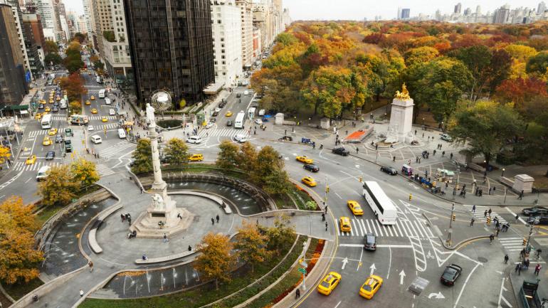 鸟瞰曼哈顿哥伦布圆环秋景 鸟瞰曼哈顿哥伦布圆环秋景