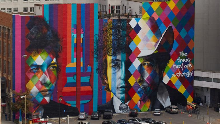明尼苏达州人鲍勃·迪伦的壁画位于明尼苏达州明尼阿波利斯第五街和亨内平大道