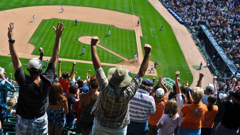 柯美利加球场内的底特律老虎队棒球赛