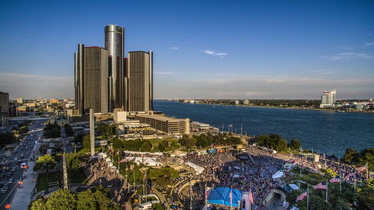 底特律爵士音乐节举办场所之一哈特广场的鸟瞰图