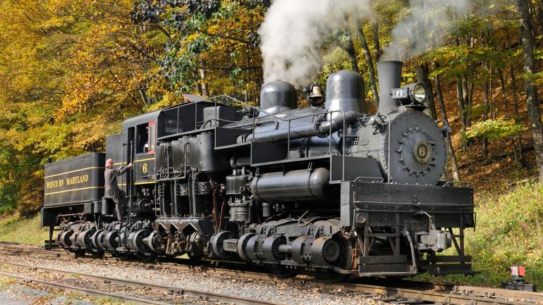 6号Shay蒸汽机车在公园里穿行