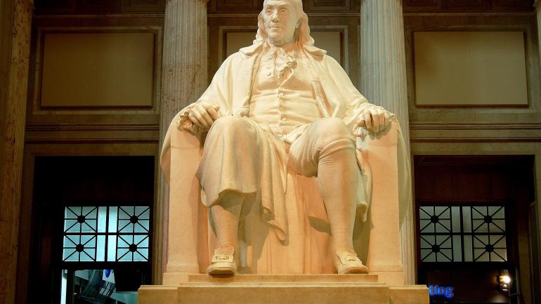 班杰明富兰克林纪念馆的班杰明富兰克林雕塑 班杰明富兰克林纪念馆的班杰明富兰克林雕塑