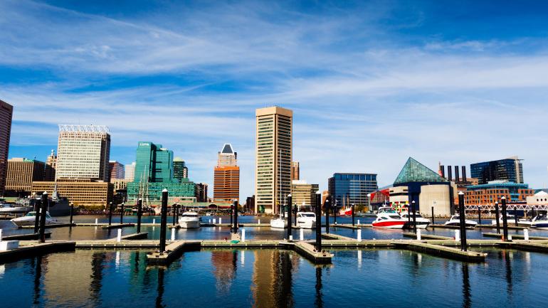 巴尔的摩海港的美丽天际线