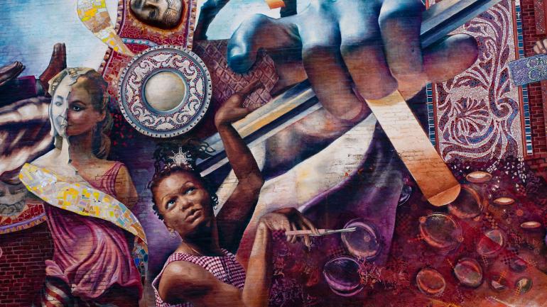 一幅名为“剧院生活”的壁画