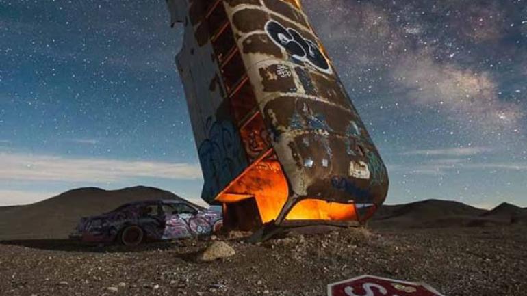 The eerie International Car Forest, a roadside attraction in Goldfield