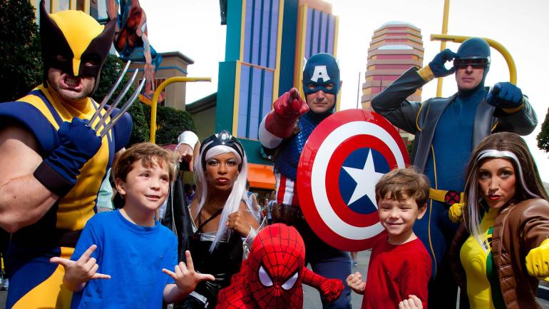 Meeting favorite characters at the Marvel Super Hero Island Meeting favorite characters at the Marvel Super Hero Island