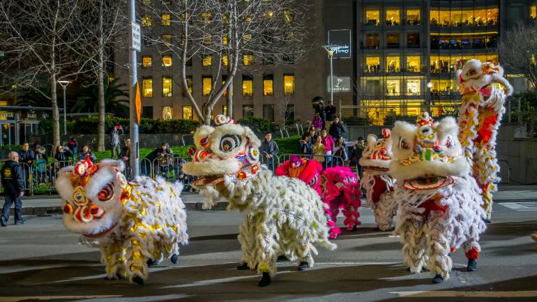 农历新年的舞龙舞狮节目