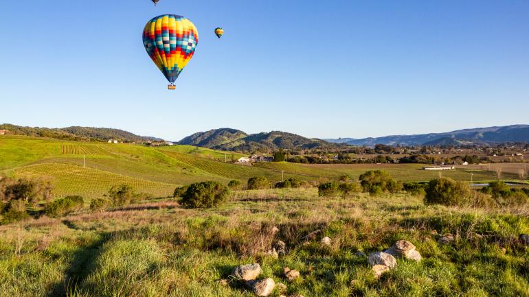 在纳帕谷的热气球里放松身心