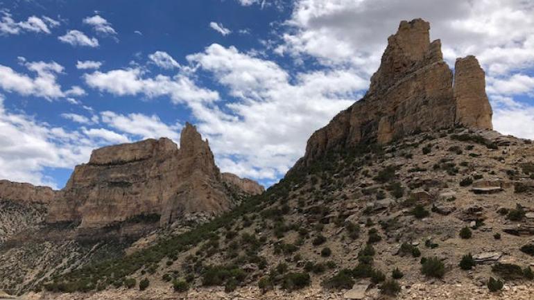 大角羊峡谷耸立的岩壁