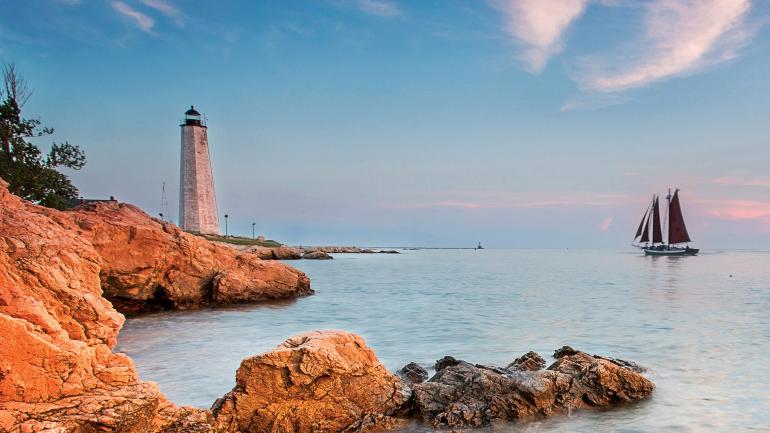 康涅狄格州纽黑文的灯塔公园 康涅狄格州纽黑文的灯塔公园