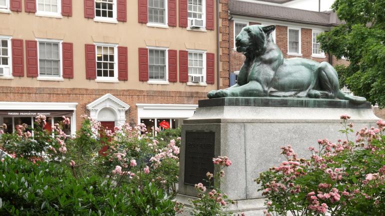 新泽西州普林斯顿帕默广场上的铸铜老虎雕塑