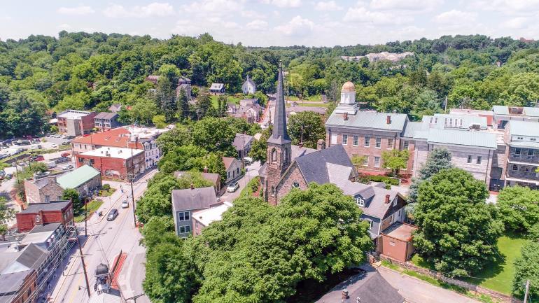 鸟瞰马里兰州霍华德县的历史建筑 鸟瞰马里兰州霍华德县的历史建筑