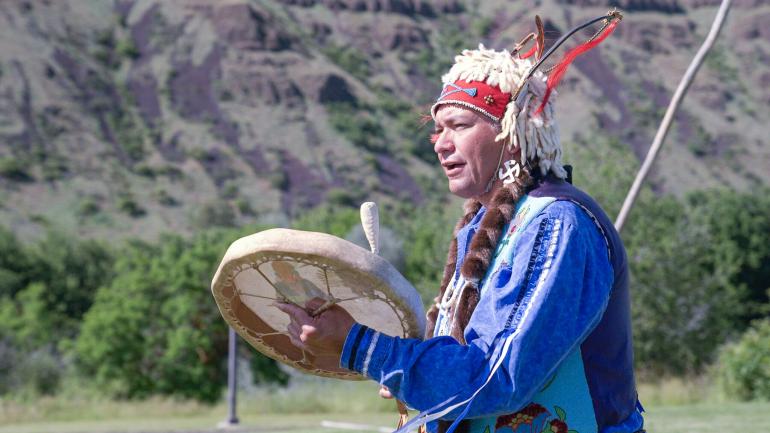 爱达荷州路易斯-克拉克山谷中内兹珀斯国家历史公园游客中心的文化展品