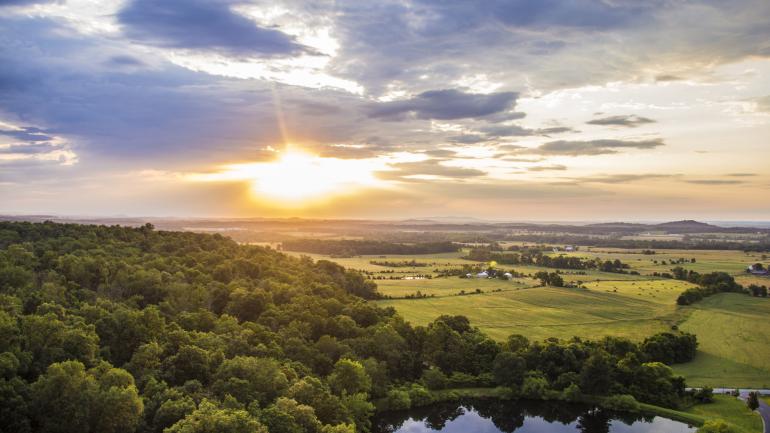从空中俯瞰葛底斯堡的乡村美景