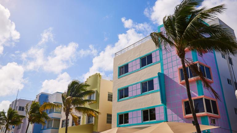 迈阿密海滩装饰艺术历史街区内五颜六色的建筑细节 迈阿密海滩装饰艺术历史街区内五颜六色的建筑细节