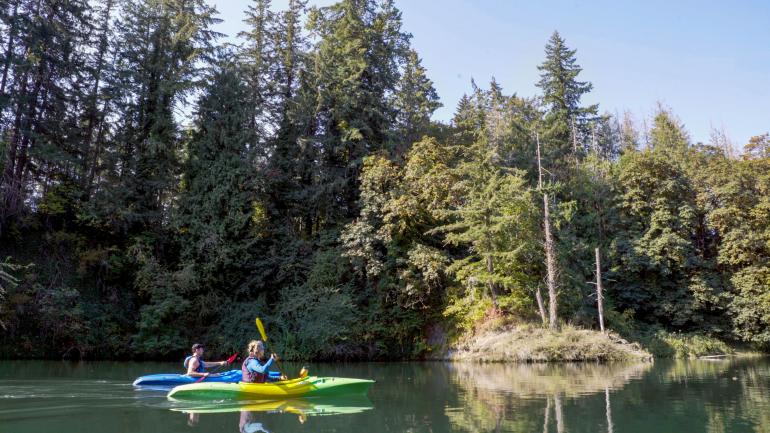 在米洛·麦基弗州立公园的埃斯塔卡达湖上划船 在米洛·麦基弗州立公园的埃斯塔卡达湖上划船