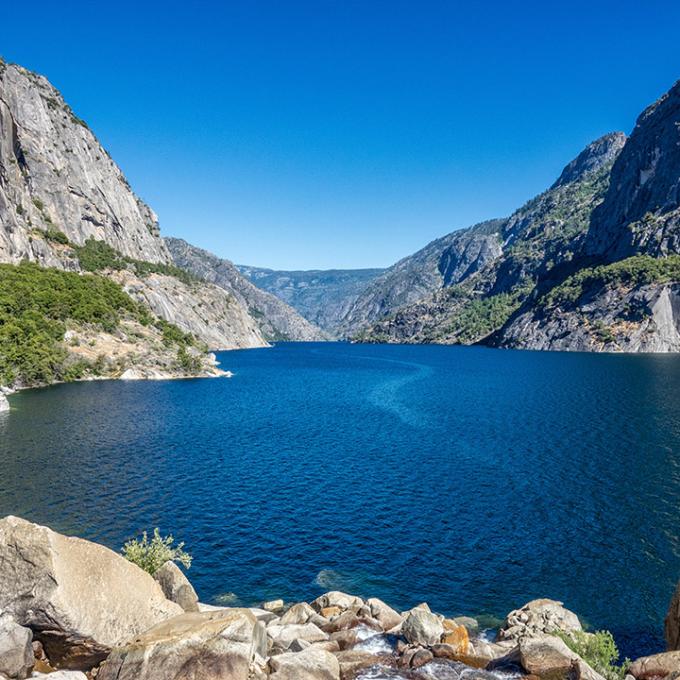 The azure waters of the Hetch Hetchy Reservoir The azure waters of the Hetch Hetchy Reservoir