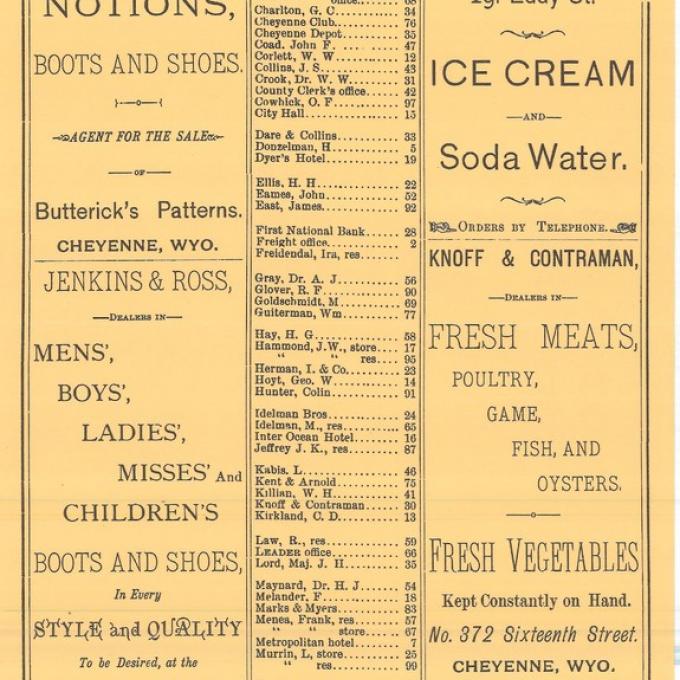 在夏安印制的首本黄页的样页