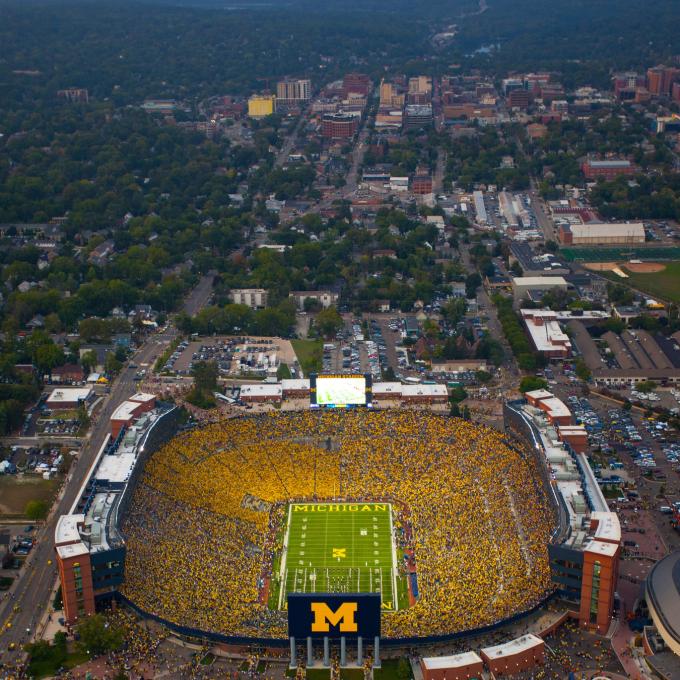 Aerial shot of The Big House Aerial shot of The Big House