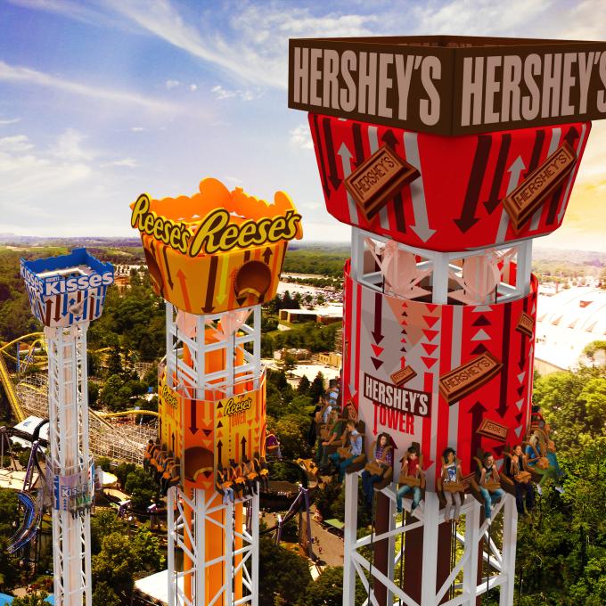 在宾夕法尼亚州赫尔希的好时公园 (Hersheypark) 体验惊险刺激的高空游乐设施