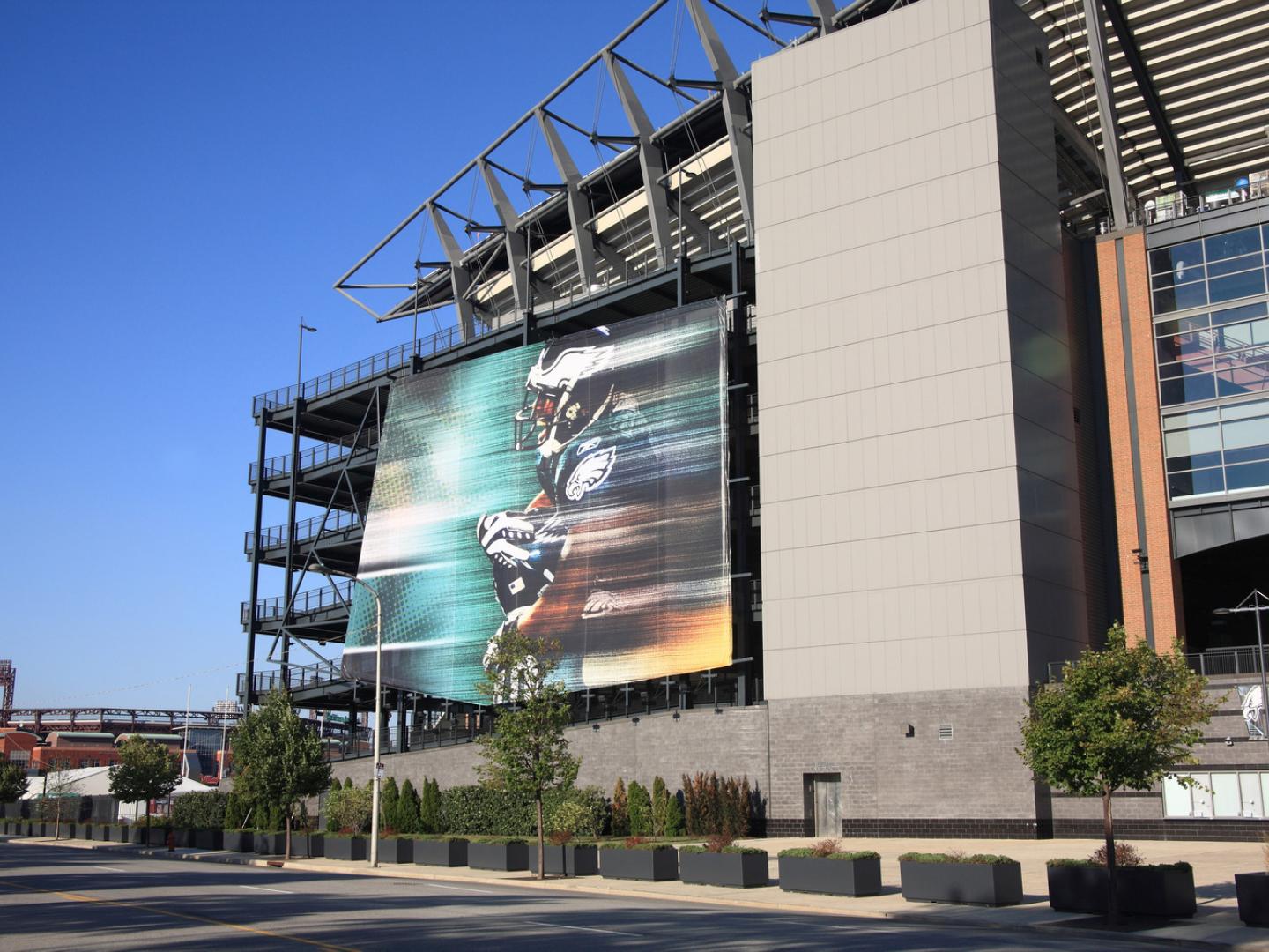 费城老鹰队主场林肯金融球场的外观,位于宾夕法尼亚州南费城体育中心内 费城老鹰队主场林肯金融球场的外观,位于宾夕法尼亚州南费城体育中心内