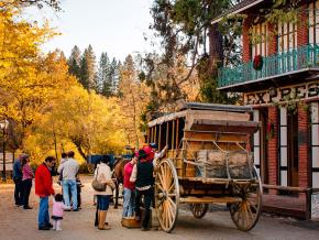 Visitors prepare to take a stagecoach ride through Columbia State Historic Park  Visitors prepare to take a stagecoach ride through Columbia State Historic Park