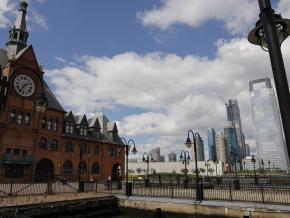 新泽西州泽西市的天际线美景 新泽西州泽西市的天际线美景