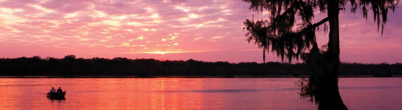 路易斯安那州阿查法拉亚盆地的日落美景