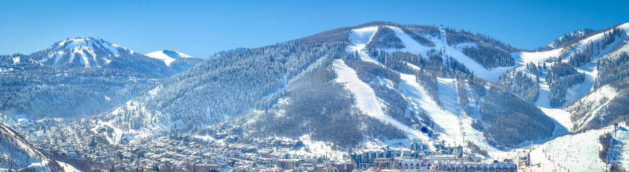 Park City's surrounding mountains on a winter day Park City's surrounding mountains on a winter day