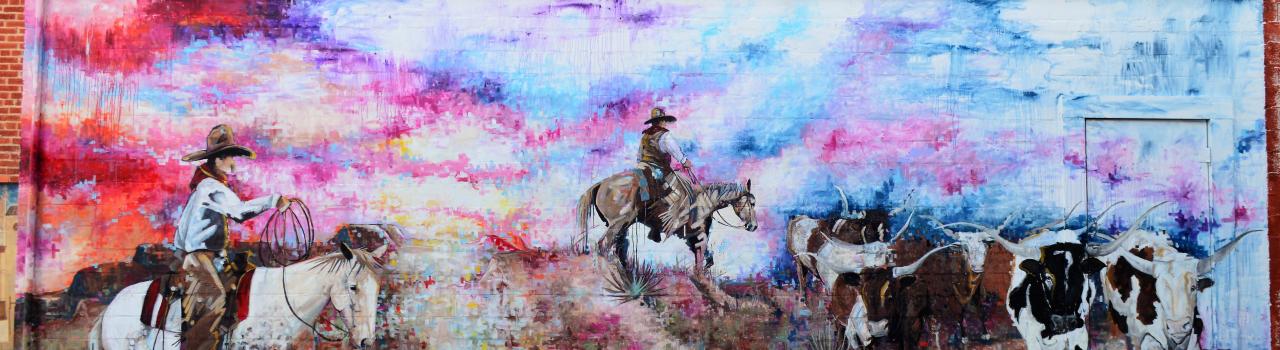 德克萨斯州圣安吉洛画笔小巷的一幅西方主题壁画